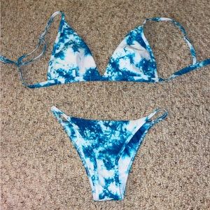 turquoise tie dye shein bikini size medium